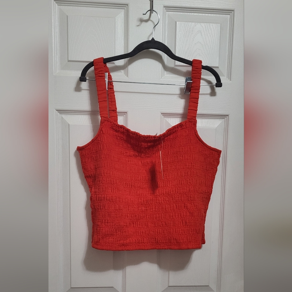 Vibrant Red Smocked Tank Top
